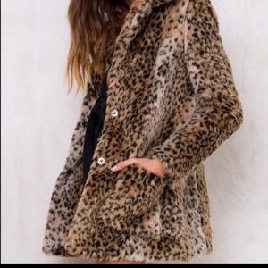 PRINCESS POLLY FAUX FUR LEOPARD COAT size 12/US
